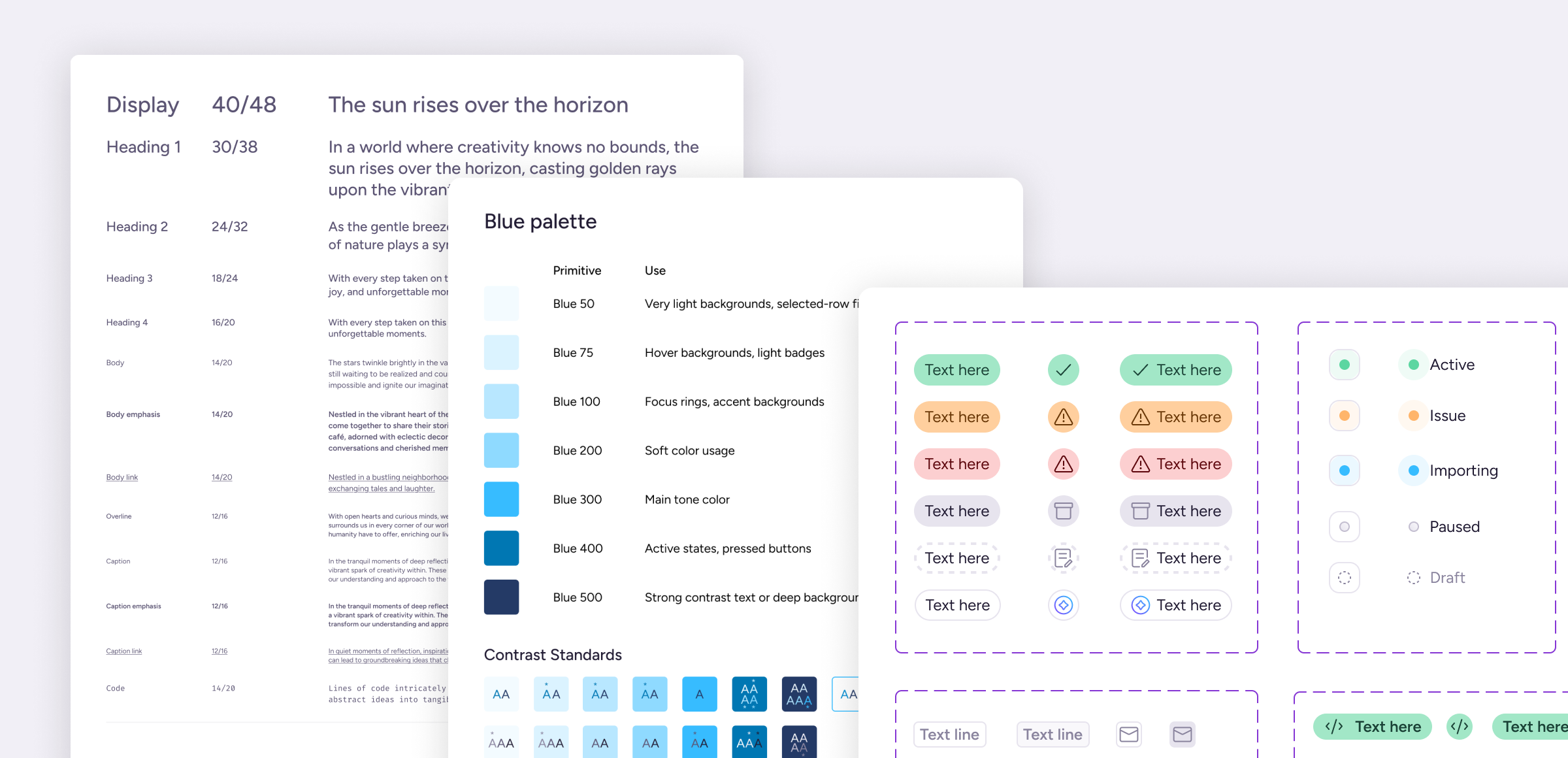 Jacaranda Design System Solution with typography, color sets and components